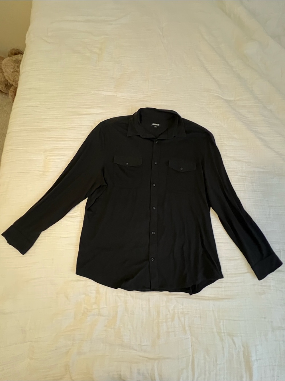 Express Men's Black Long-Sleeve Button-Down Shirt